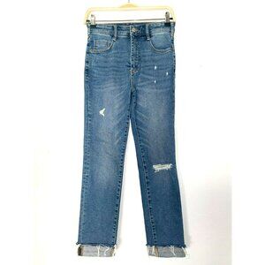 Anthropologie Pilcro High Rise Cigarette Slim Straight Leg Release Hem Jeans